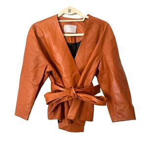 JASON WU Belted Leather Jacket NWOT Sz 4